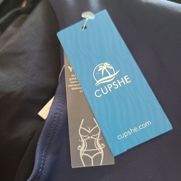 NEW cupshe one piece navy blue swimsuit womens size L - Picture 3 of 7